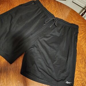 Reebok Shorts Men XXL Black Athletic Training Polyester Gym Drawstring Basketbal